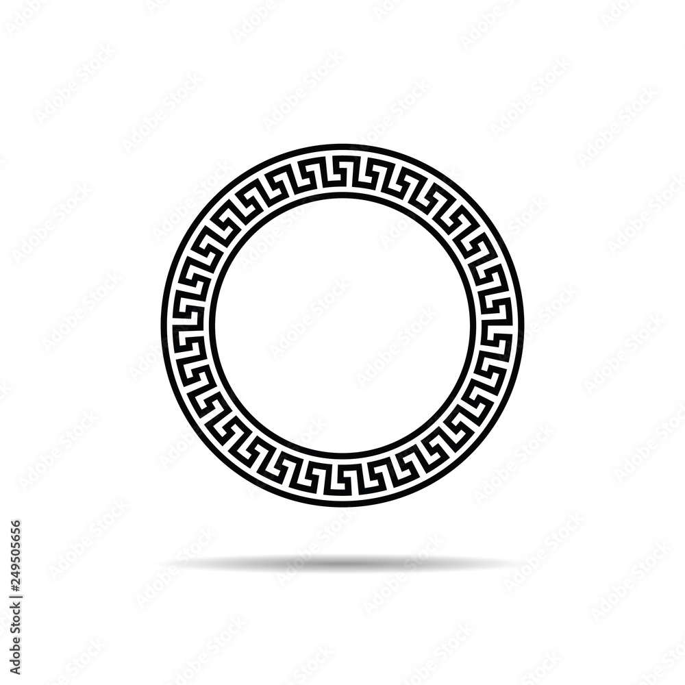 greek circle frame with seamless meander pattern