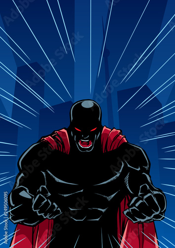 Screaming Superhero Background Silhouette
