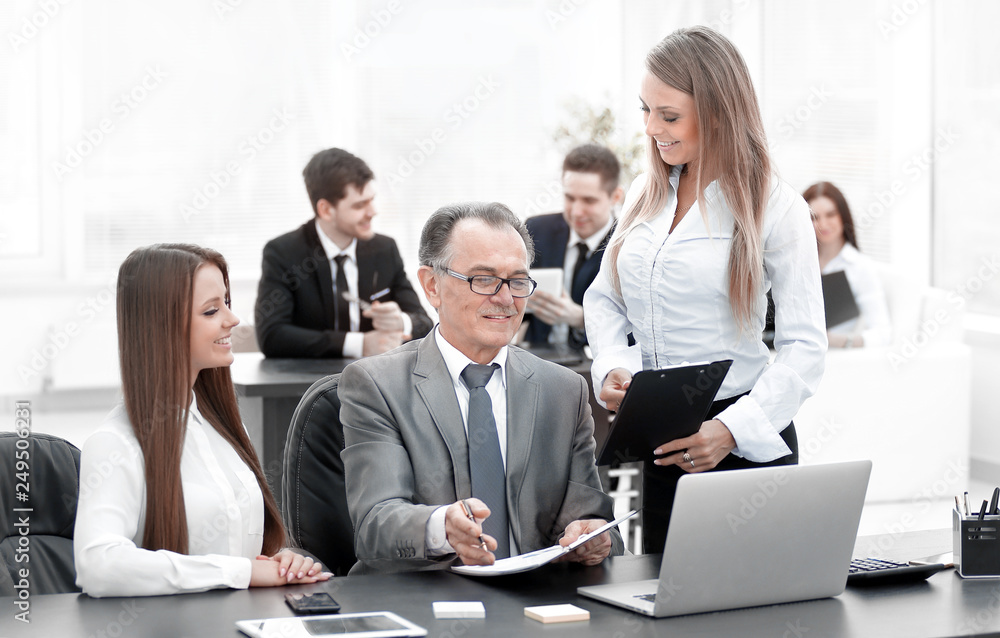 business team discussing with the head of financial data business team discussing with the head of financial data
