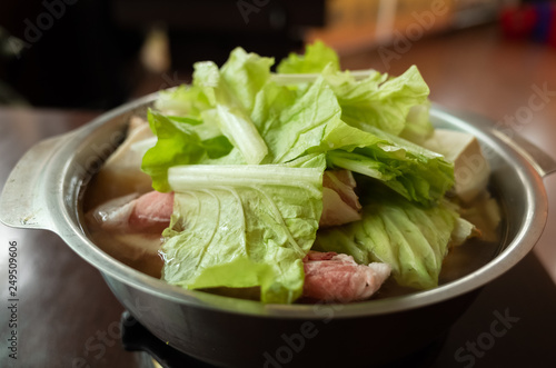 hot pot with vegetables and pork