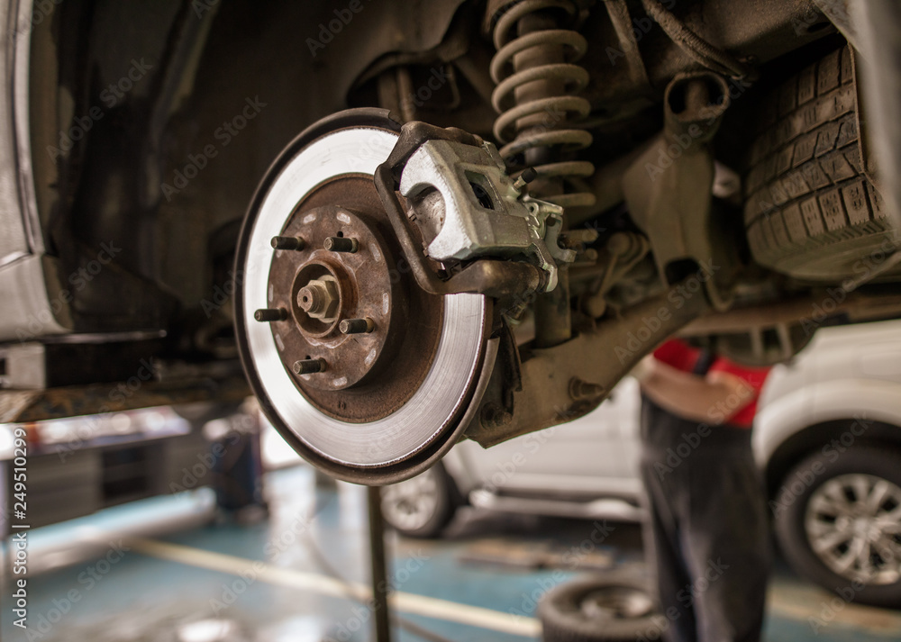 Repair of brake system on car wheels Repair of brake system on car wheels