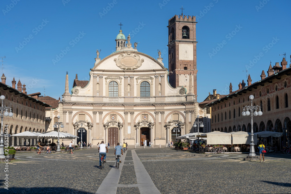 Naklejka premium Vigevano, italy: the historic Piazza Ducale