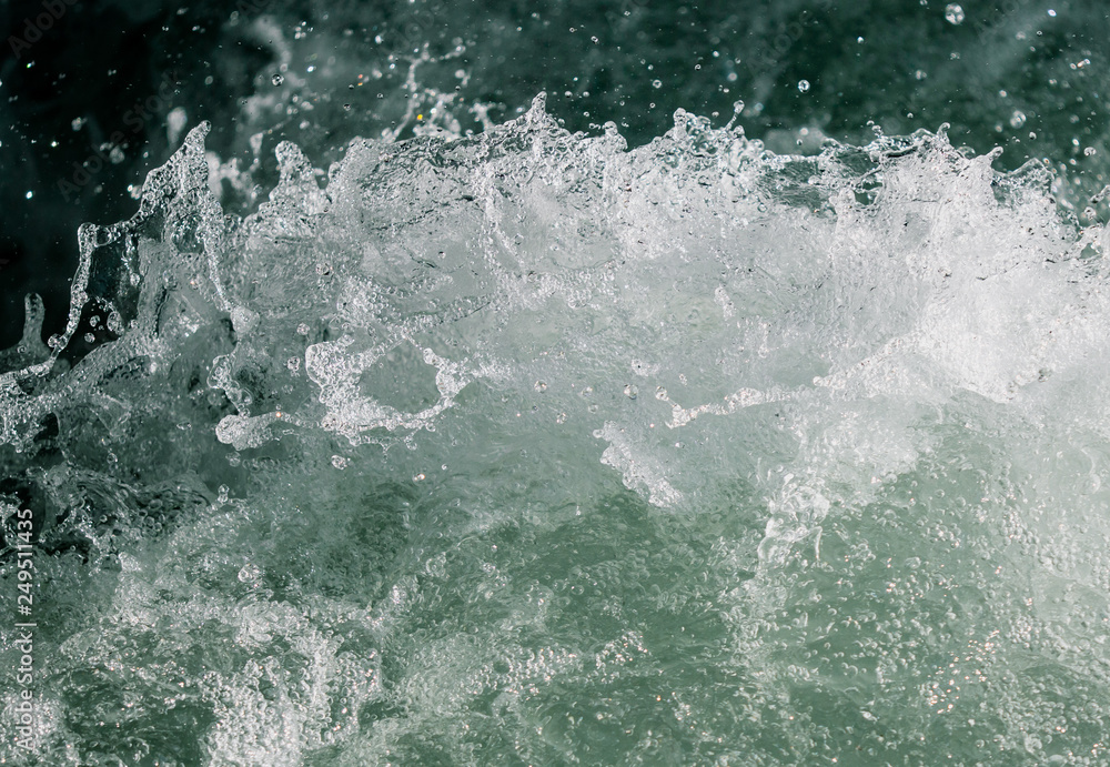 Splashes of water from the waves in the sea