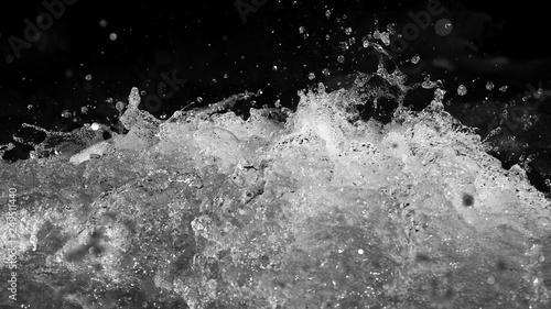 Splashes of water from the waves in the sea