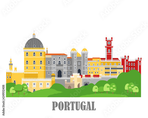 Sintra City in Portugal. Landmark travel sightseeing collection