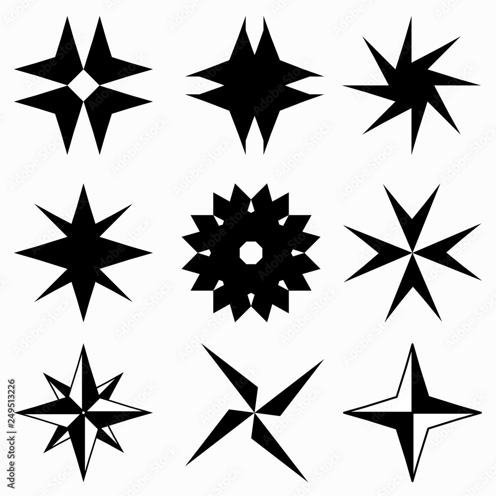monochrome abstract stars icons monochrome abstract stars icons