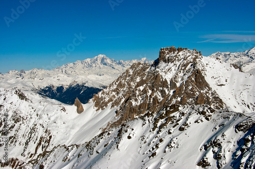 Mont Blanc from Mont Vallon in Meribel Mottaret 3 Valleys French Alps France