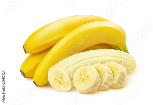 Bunch of bananas isolated on white background photo