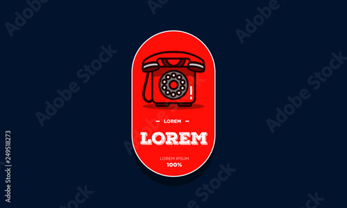 Retro Rotary Dial Phone Badge Sticker Design