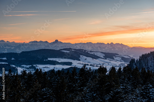 winter sunset in the Bernese Alps © schame87