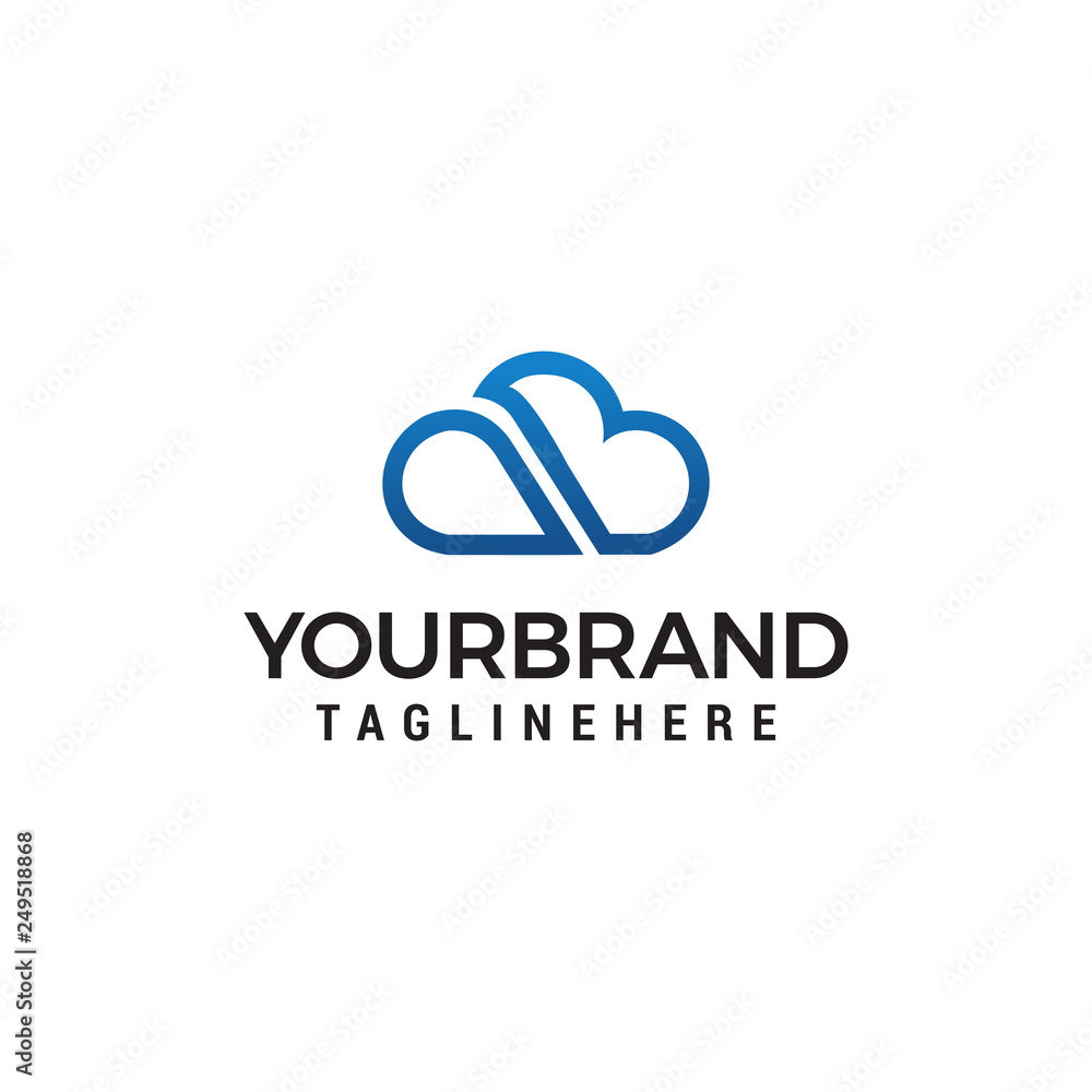 cloud line letter ab logo designs template