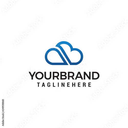 cloud line letter ab logo designs template