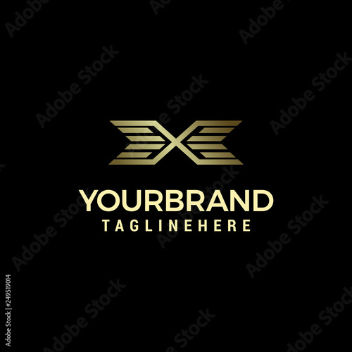 Luxury letter x with wings logo designs template