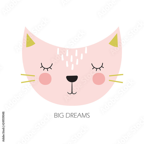 cute cartoon cat in scandinavian style