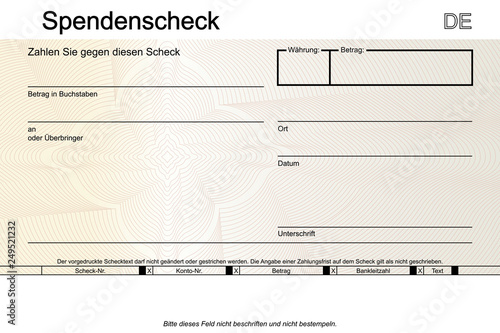 Spendenscheck mit floralem Muster