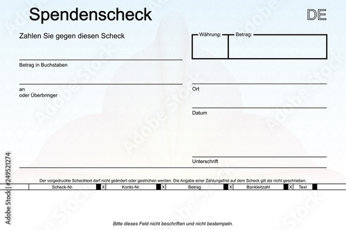 Spendenscheck mit elegantem floralem Hintergrund