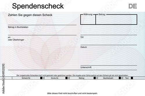 Spendenscheck mit harmonischem Muster