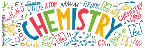 Chemistry. Education doodles and lettering.