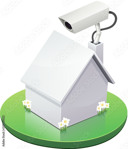 Maison et sa caméra de vidéosurveillance