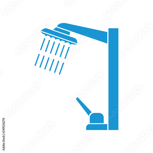 Shower, icon. Blue. Abstract concept. Vector illustration.