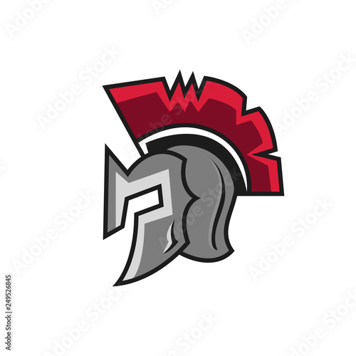 Helmet spartan greek warrior gladiator or knight silver armor ancient flat design vector