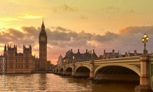 London Westminster Bridge view at sunset