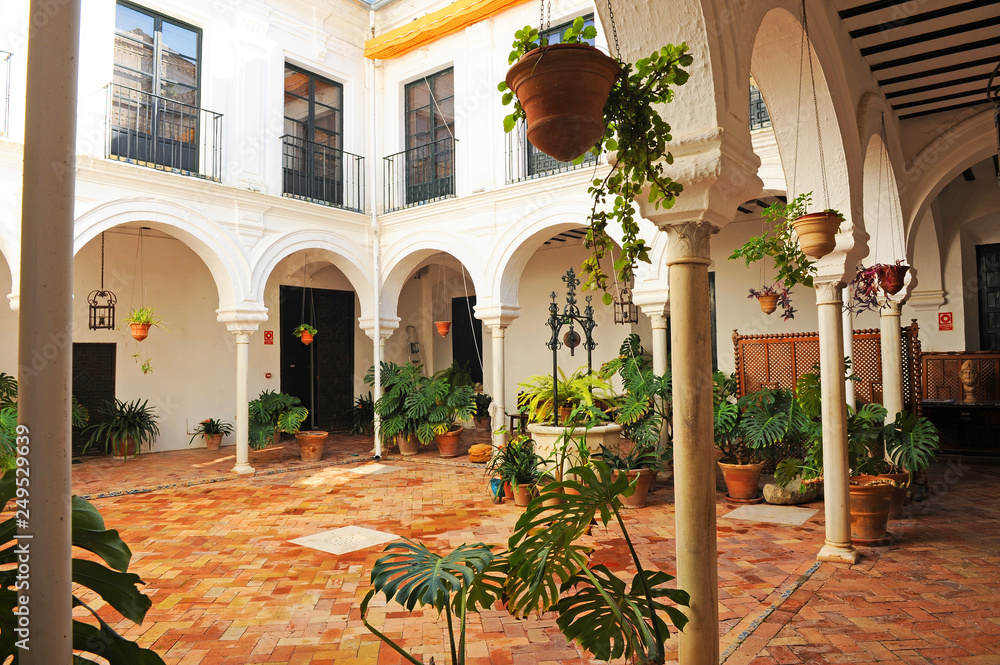 Patio of the House Palace Marquis of the Towers (Marqués de las Torres) in Carmona, Andalusia, Spain 