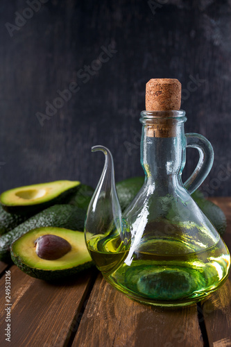 avocado oil on wooden surface