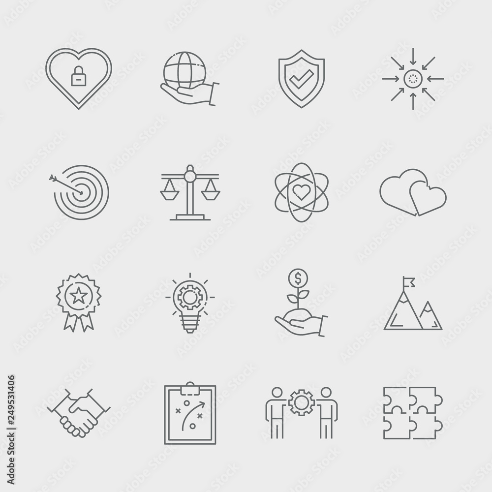 Core Values Icon Set Stock Vector | Adobe Stock