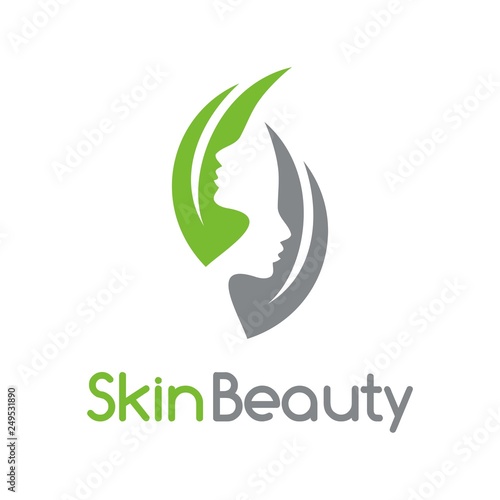 Beauty logo, skin care, woman silhouette logo template