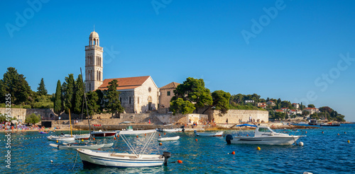 Franciscian monastery in Hvar Town in Croatia. Hvar Town is the famous town for summer beach vacation on Hvar Island in Dalmatia, Croaita. photo