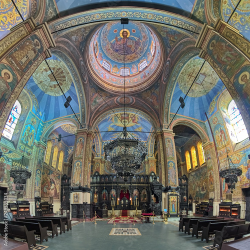 Varna  Bulgaria. Interior of the Dormition of Mother of God Cathedral. The cathedral was started in 1880 according to design of architect Vasily Maas and finished in 1886 by plans of architect P.Kupka