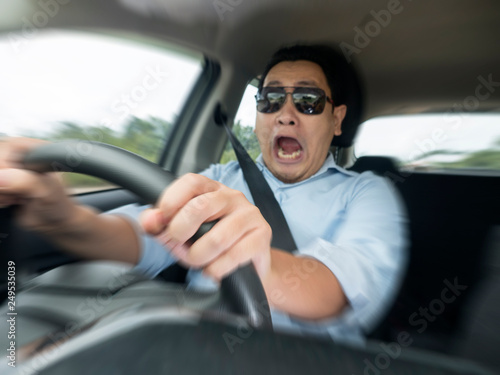 Shocked Driver About To Have Accident