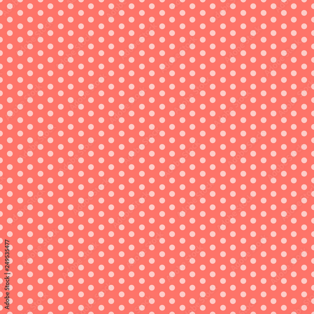 Pink seamless pattern with polka dots. Vector illustration.