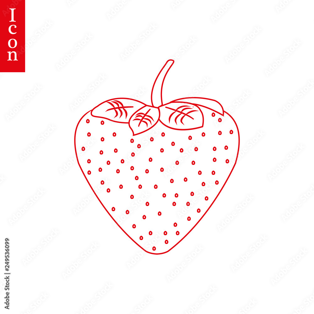Fototapeta premium Strawberrie line icon. Vector simple minimalistic berrie symbol. - Vector