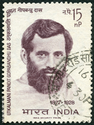 INDIA - 1964: shows Utkalamani Pandit Gopabandhu Das (1877-1928) photo