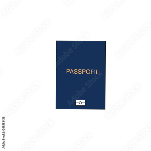 Blue international document passport, travel concept, flat design vector