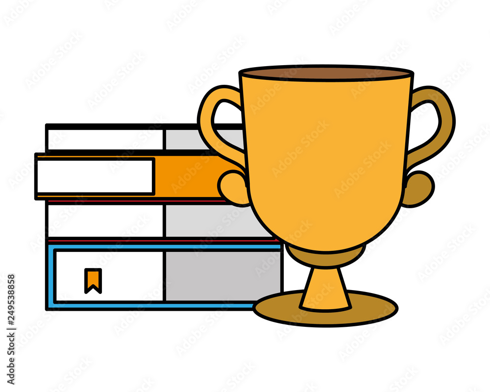 books stacked and trophy books stacked and trophy
