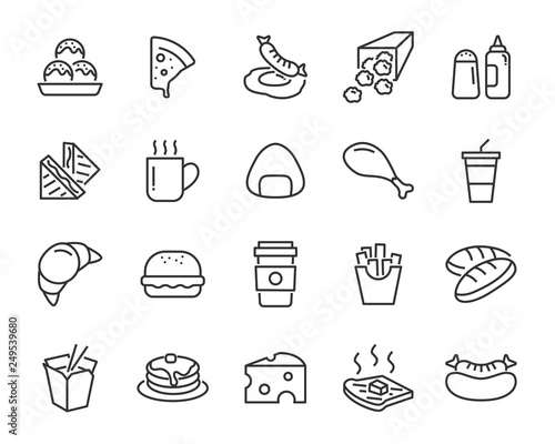 set of fastfood icons, such as frie, junkfood, breakfast, meal