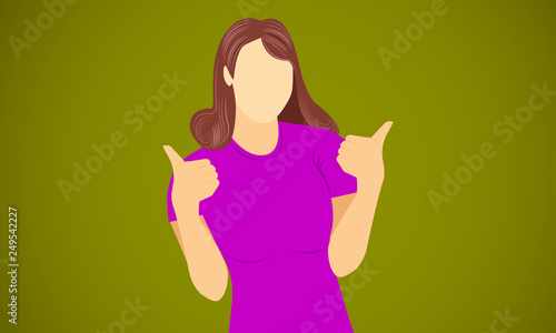 woman show hand like for congratulation pleased happy glad vector illustration eps10
