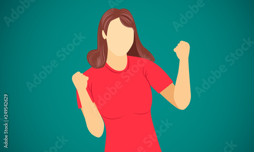 woman show hand success finish goal on target vector illustration eps10