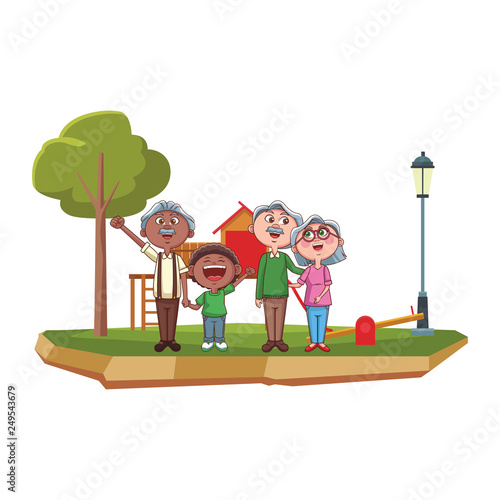 grandparents and grandson park