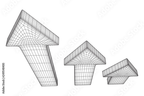 Arrow wireframe low poly mesh vector illustration