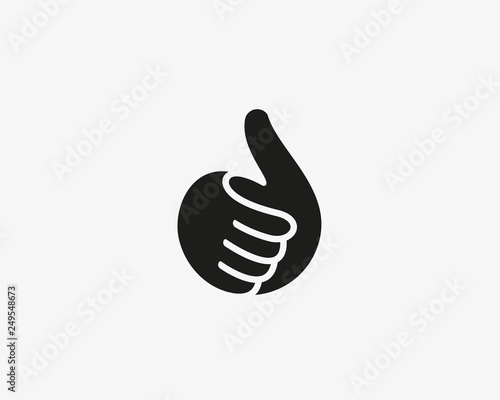 Hand, thumbs up vector logo. Like, fingers logotype.