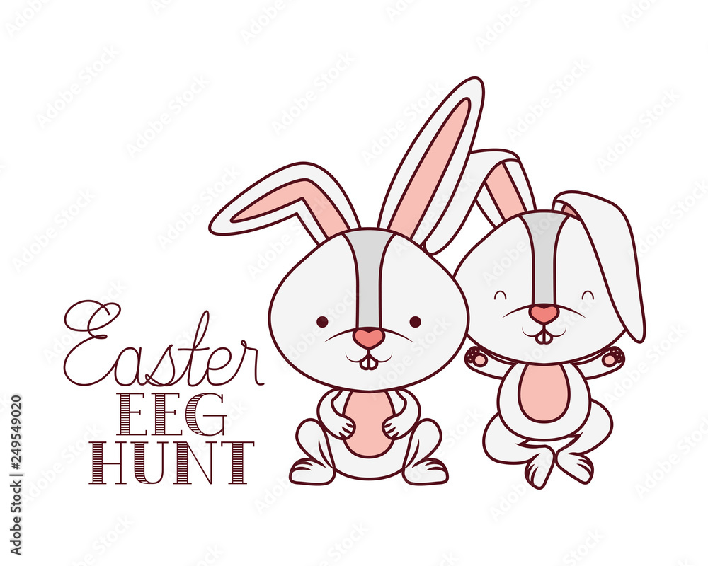easter egg hunt label with rabbit icon
