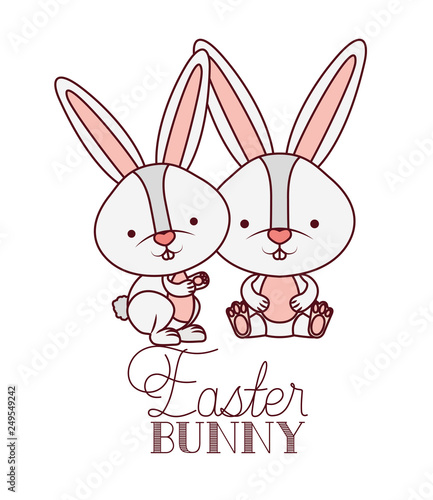 easter bunny label isolated icon