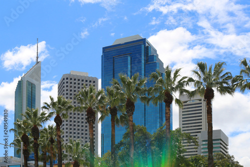 Skyscrapers with palm trees in front in Perth city center, Australia © Ines Porada
