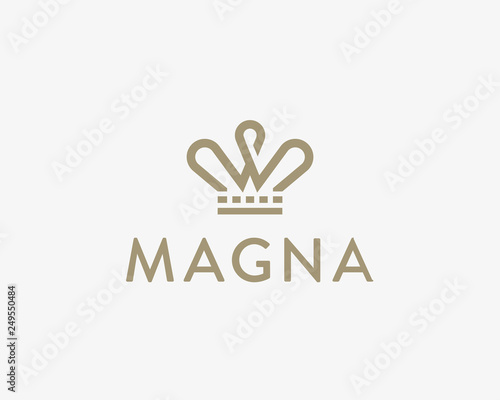 Elegant crown vector logo. Tiara king line logotype.