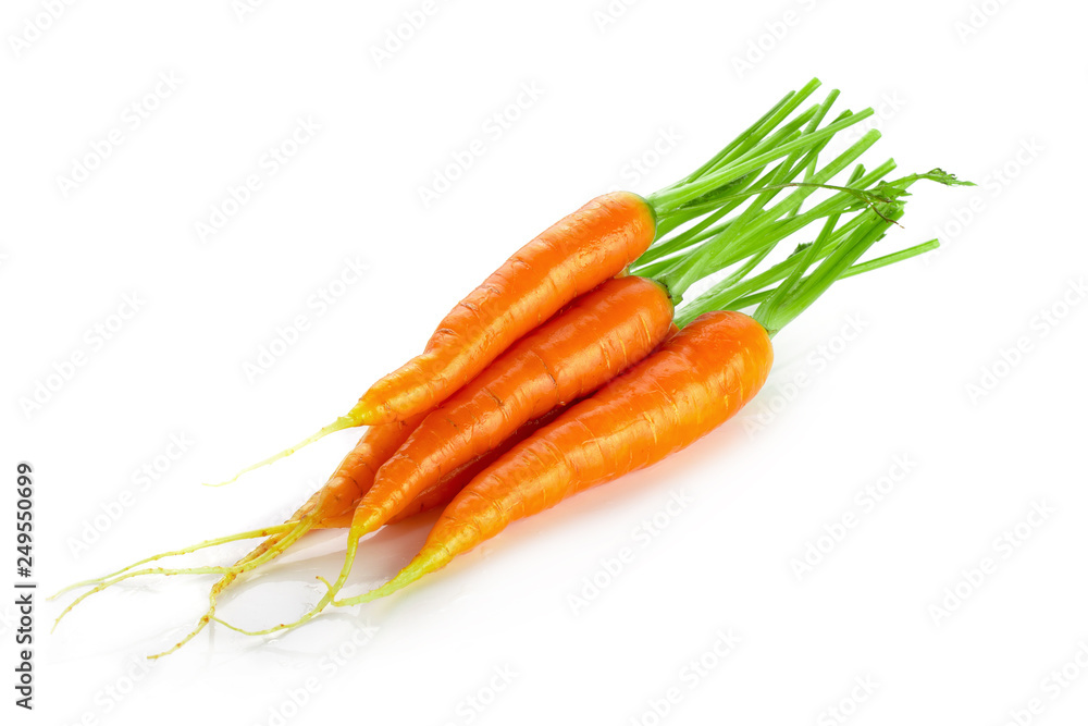 Bunch of baby carrots vegetable isolated over white background. Bunch of baby carrots vegetable isolated over white background.