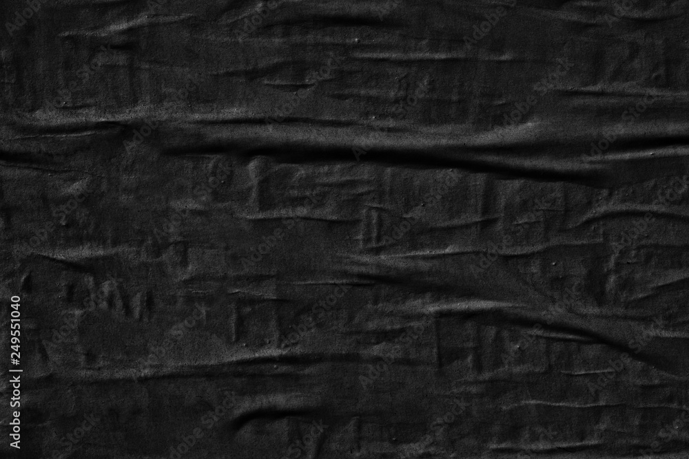 Fototapeta premium Dark black paper background creased crumpled blank posters old torn ripped surface grunge textures placard backdrop empty space for text